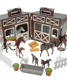 Deluxe Horse Stable Play Set with 4 Horses, 4 Ponies and Accessories